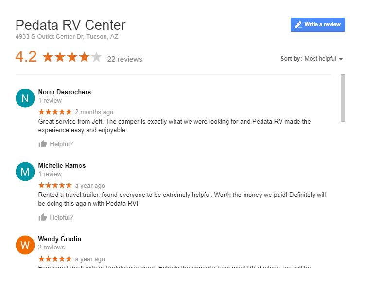 pedata rv center reviews